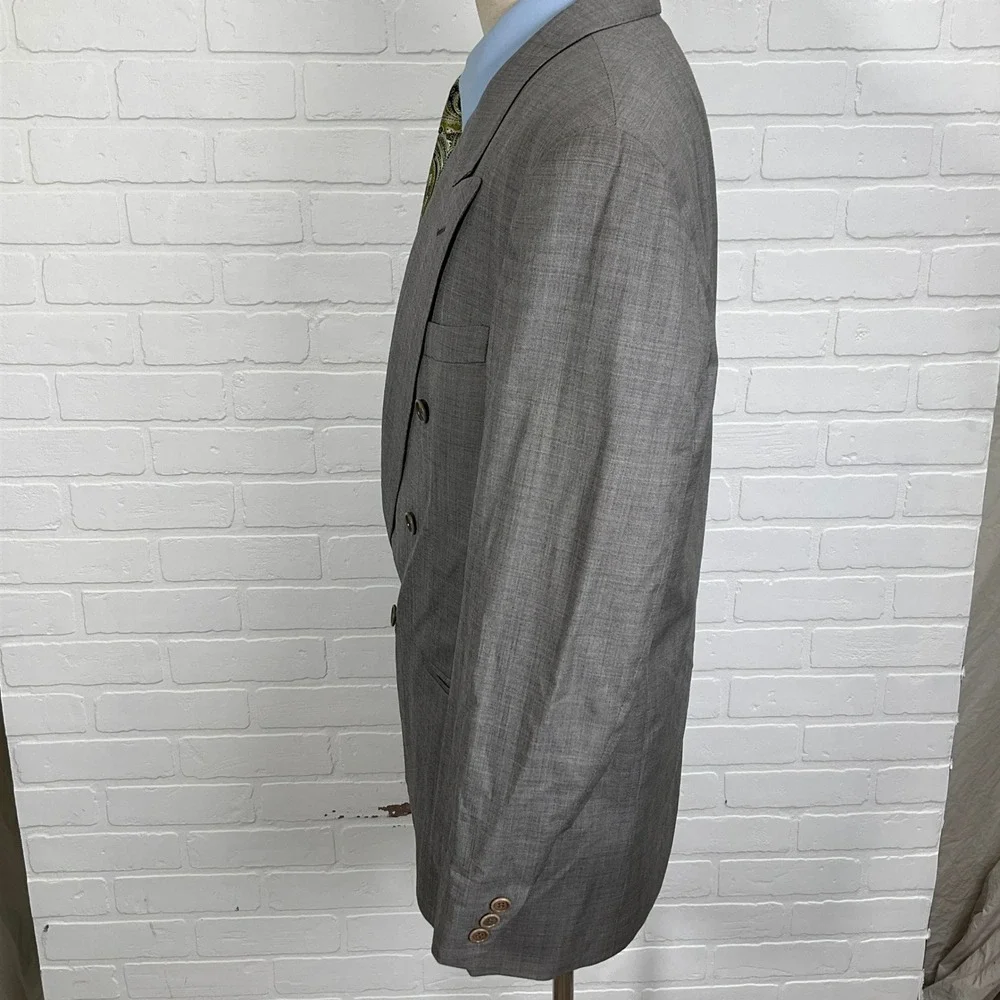 Urbis Blazer‎ Men 44R Light Gray Double Breasted Vitale Barberis Canonico Italy